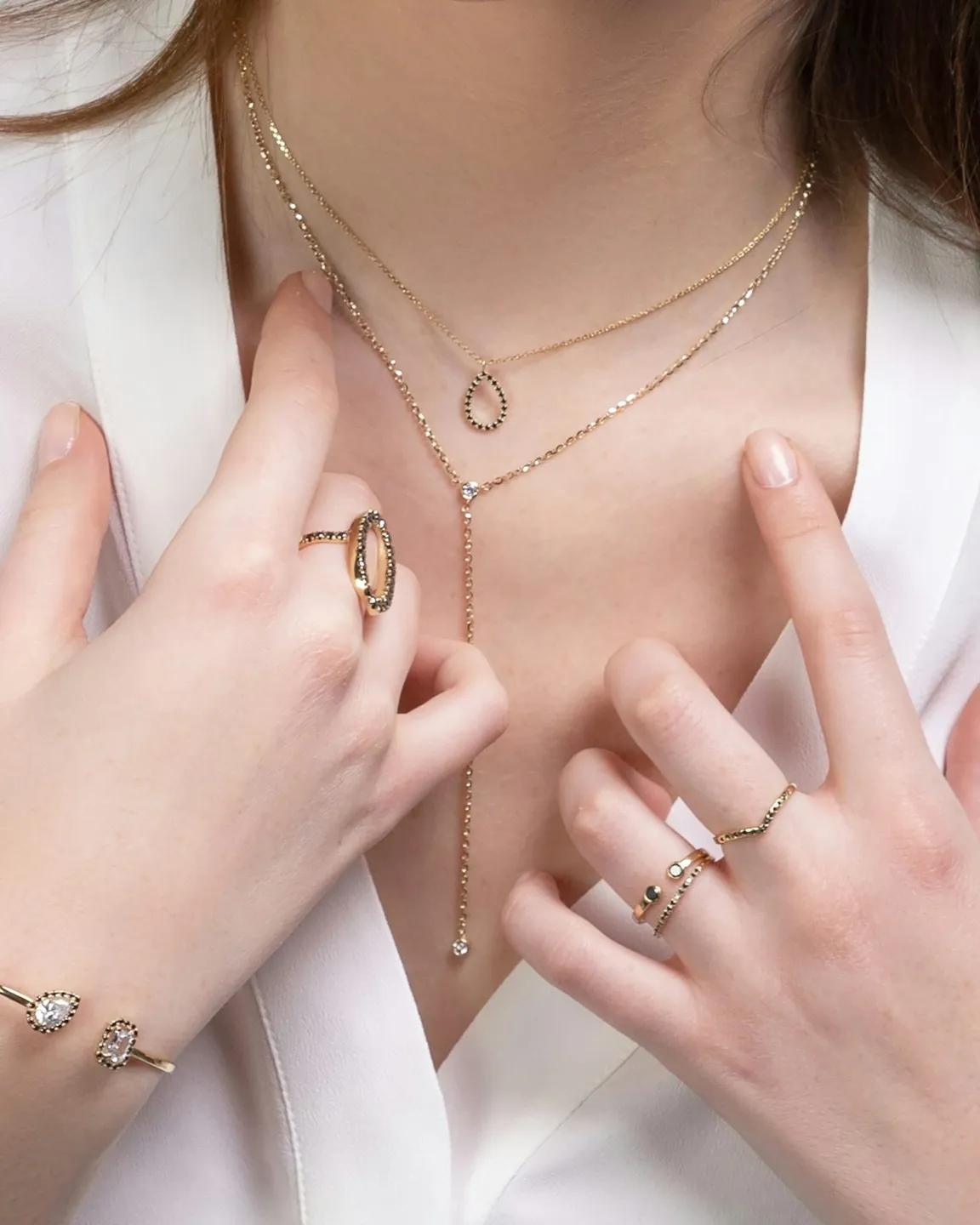 Gold jewellery being worn